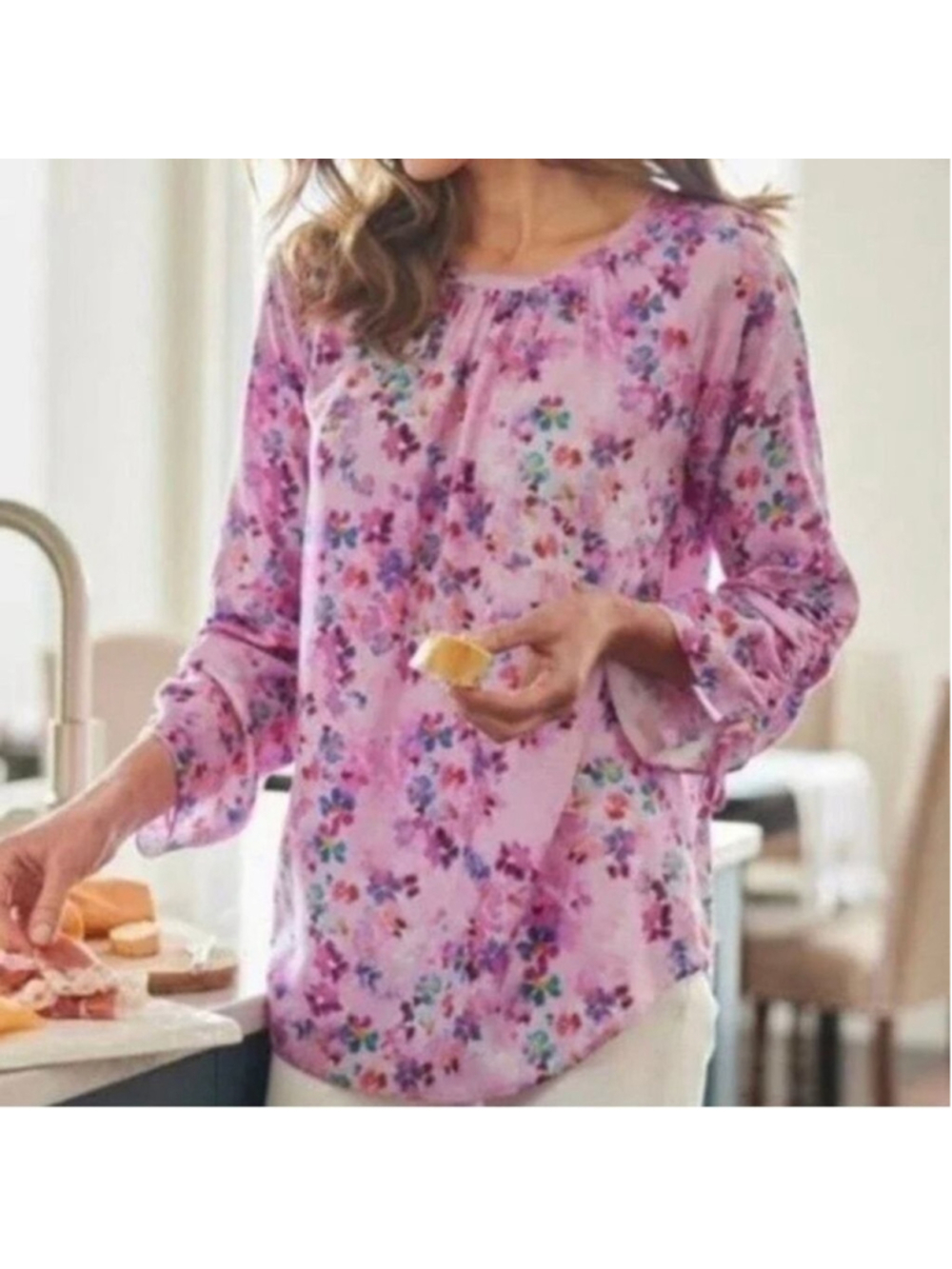 Soft Surroundings Brialla Pink Floral Blouse Top - size XL - Picture 3 of 8